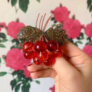 Classic Luxulite ‘50s Style Cherry Brooch